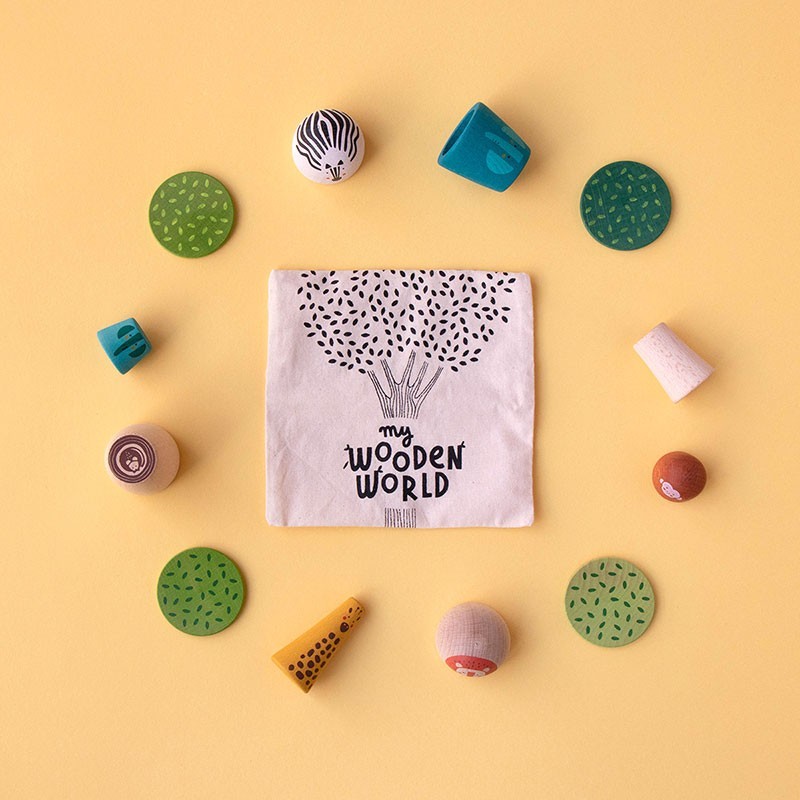 mini wooden world, symbolic play